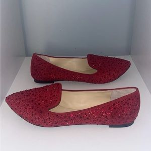 Enzo Angiolini Red Jeweled Flats (Ruby Slippers) - size 8